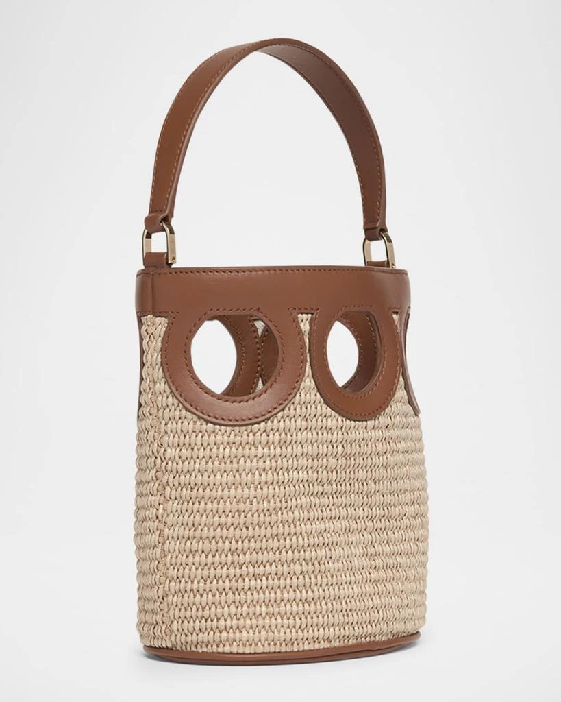 Salvatore Ferragamo Gancini Frame Raffia Bucket Bag 3