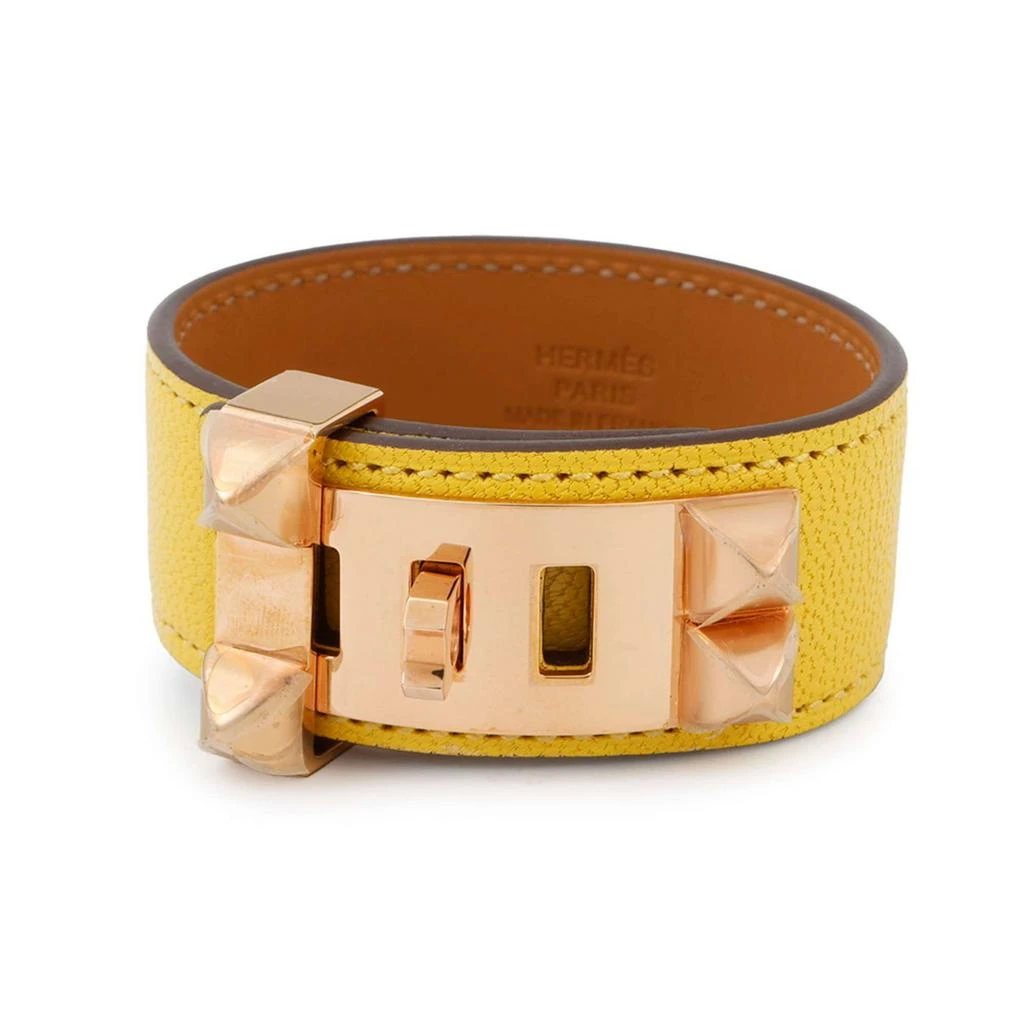 Hermes Cyan Jaune yellow Leather Charm Bracelet (Pre-Owned)