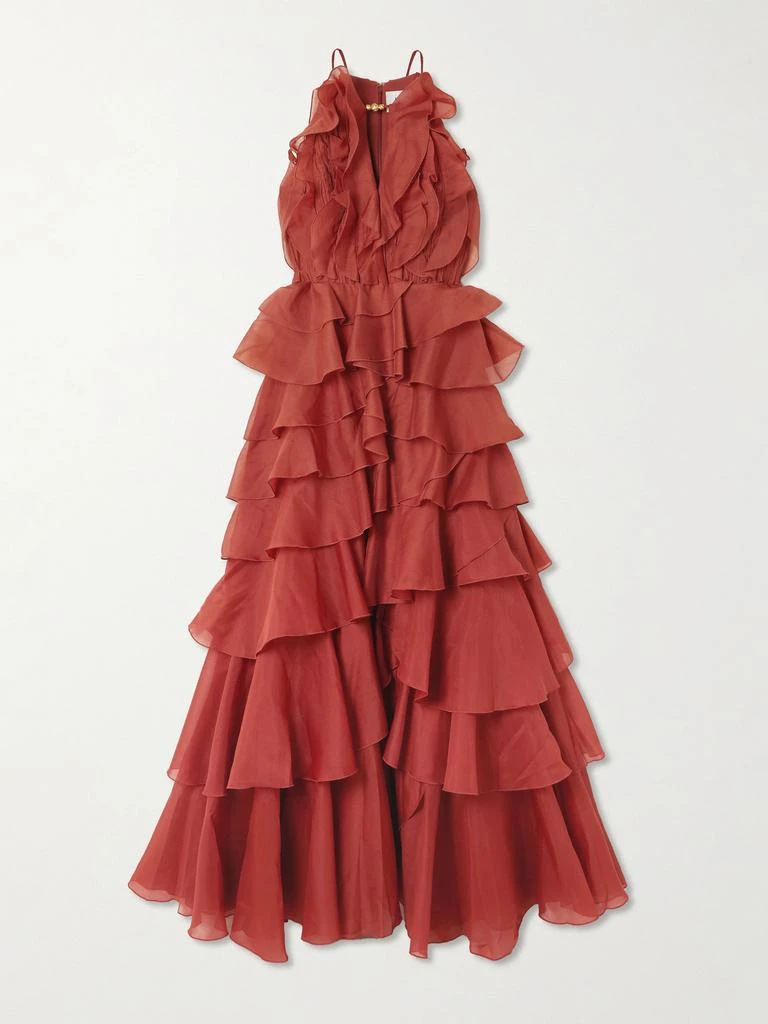 Aje Cleo Bead-embellished Ruffled Tiered Organza Gown