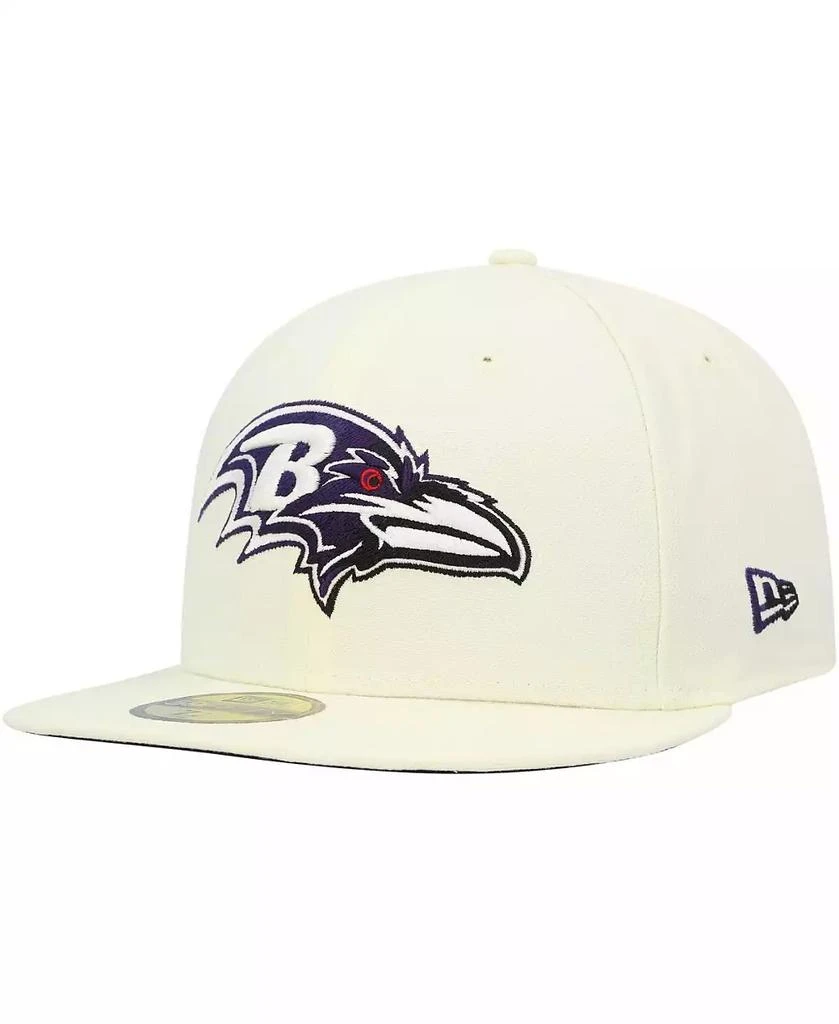 New Era Men's Cream Baltimore Ravens Chrome Color Dim 59FIFTY Fitted Hat 1