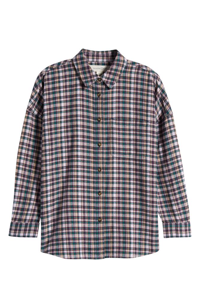 Treasure & Bond Kids' Oversize Plaid Cotton Button-Up Shirt