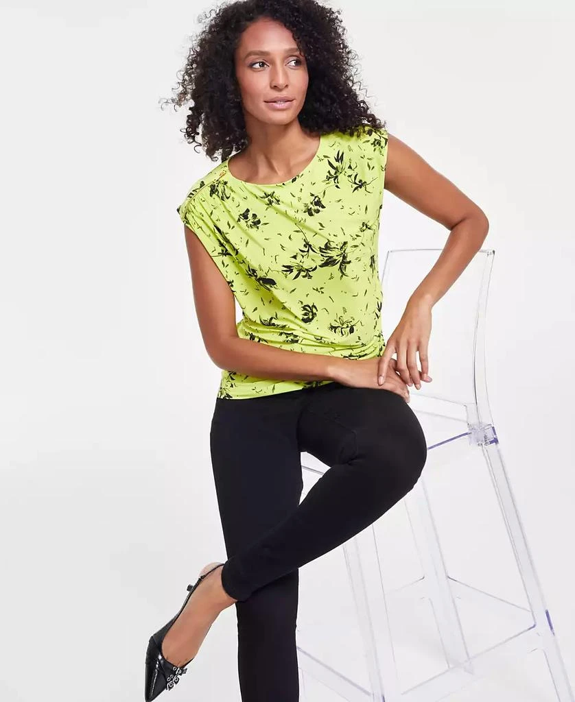 INC International Women's Printed Zip-Shoulder Blouse, Created for Macy's 4