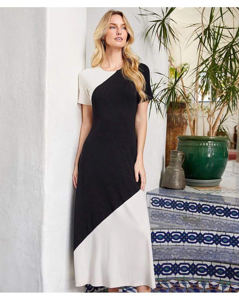 Karen Kane Short Sleeve Contrast Midi Dress 6