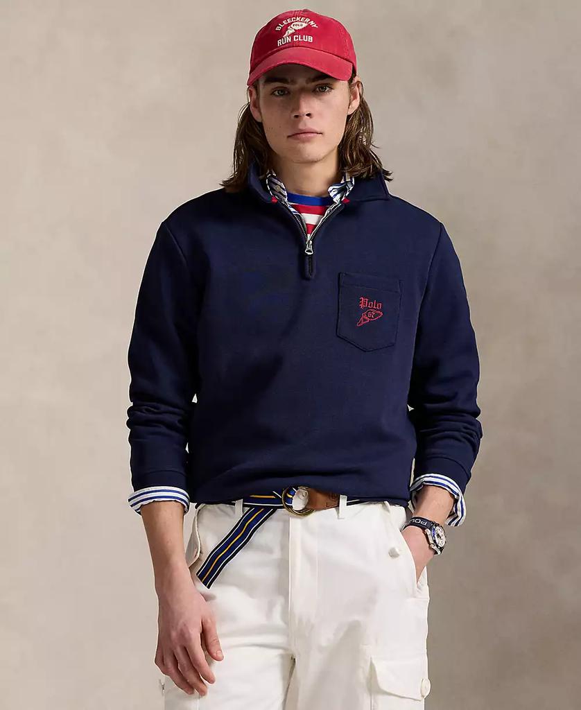 Ralph Lauren Men's Double-Knit Mesh Collared Sweatshirt