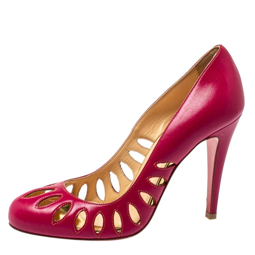 Christian Louboutin Christian Louboutin Pink Leather Laser Cut Pumps Size 36.5 2