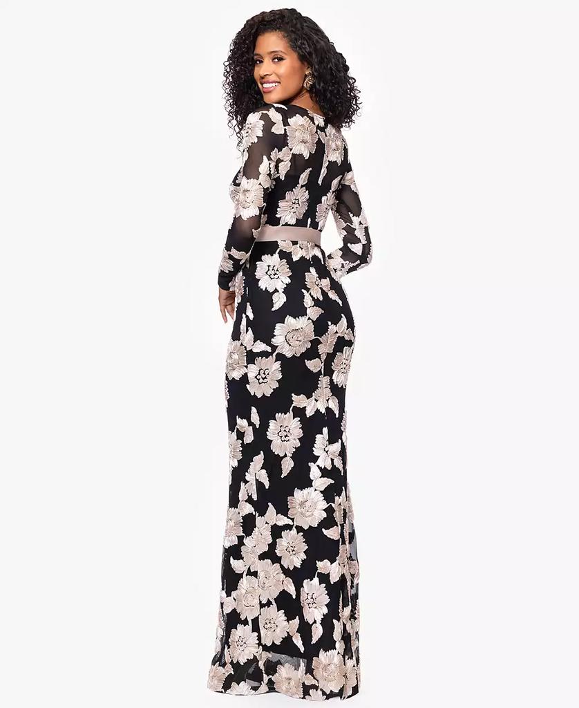 Betsy & Adam Petite Jacquard Printed Long Sheath Dress