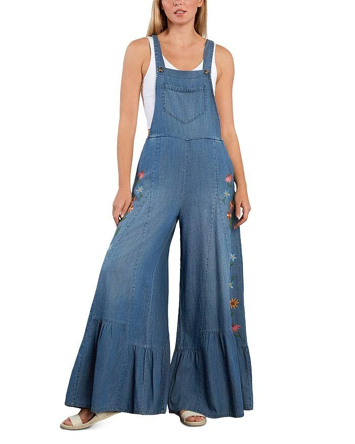 Billy T Butterfly Embroidered Chambray Overalls