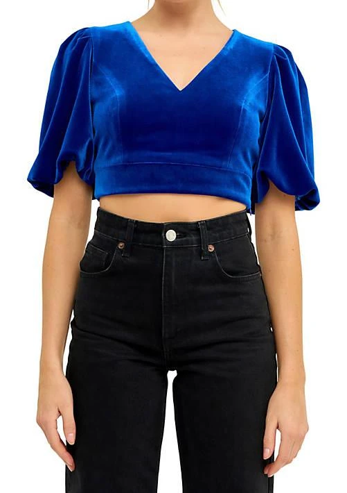 Endless Rose Rose Velvet Puff Sleeve Top 2