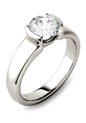 Charles 
Colvard 1 ct. t.w. Lab Created Moissanite Semi Bezel Engagement Ring in 14K White Gold 2