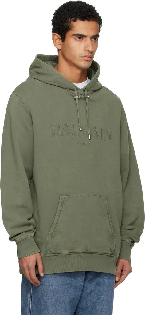 Balmain Khaki Vintage 
Balmain
 Embroidered Hoodie 2