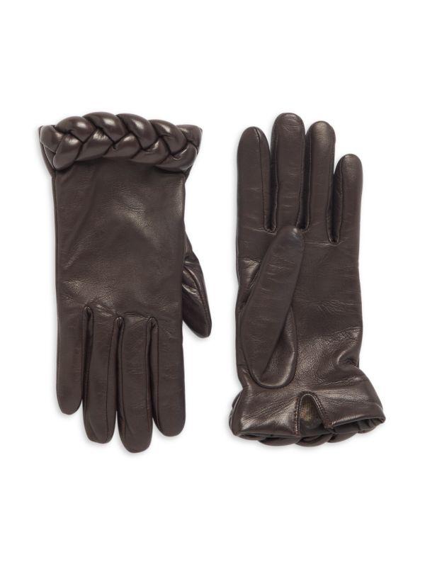 Agnelle Edith Braided Cuff Leather Gloves