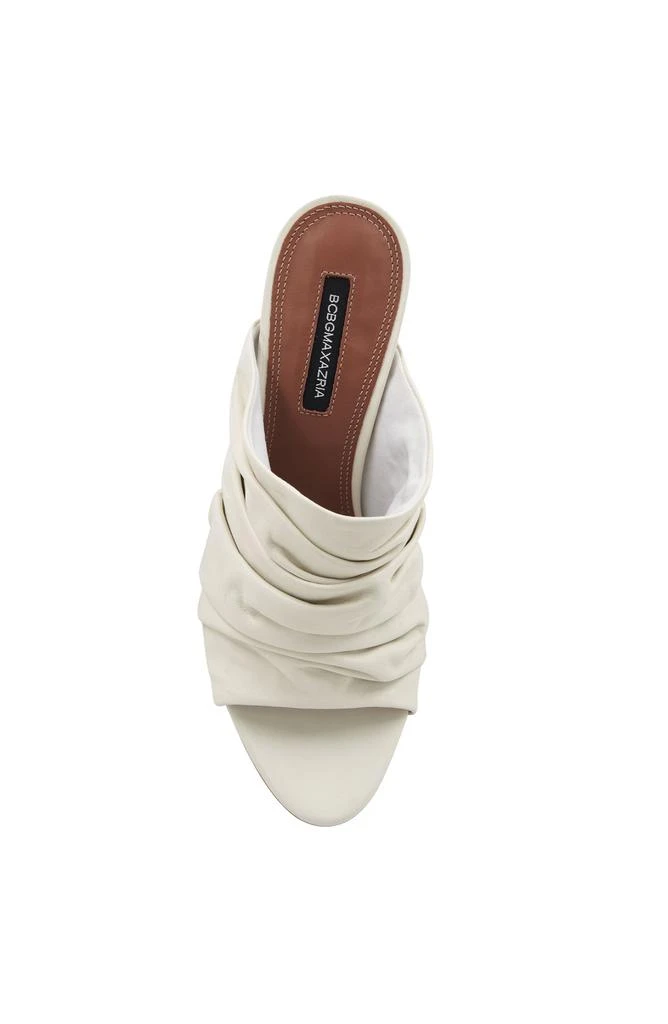 BCBG SARANI OPTIC WHITE RUCHED LEATHER HEEL MULE 5