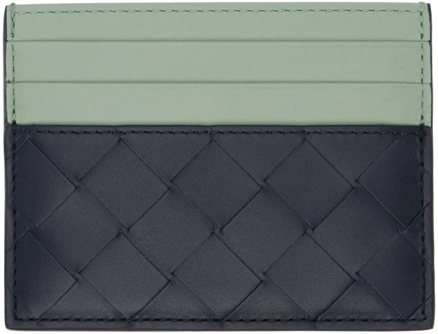 Bottega Veneta Black & Green Intrecciato Credit Card Holder 1