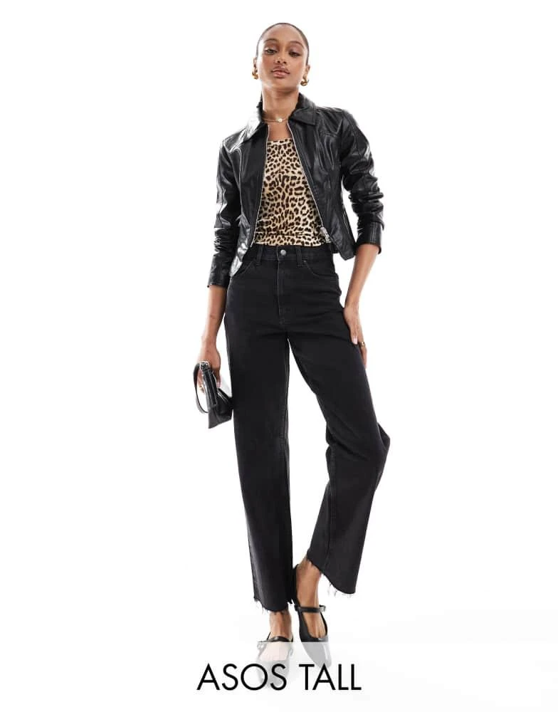 ASOS ASOS DESIGN Tall ankle grazer straight leg jean in black - BLACK 1
