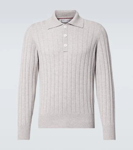 Brunello Cucinelli Ribbed-knit cashmere polo sweater 1