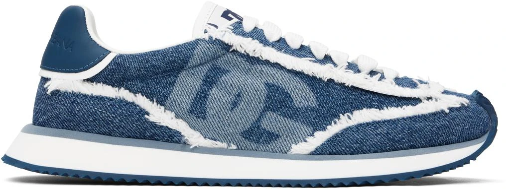 Dolce & Gabbana Blue Mixed-Material 'DG' Cushion Sneakers 1