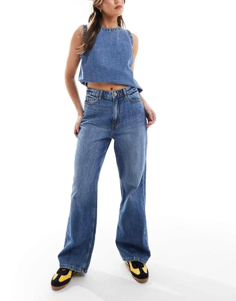 New Look New Look Adalae wide leg jean in mid blue 1
