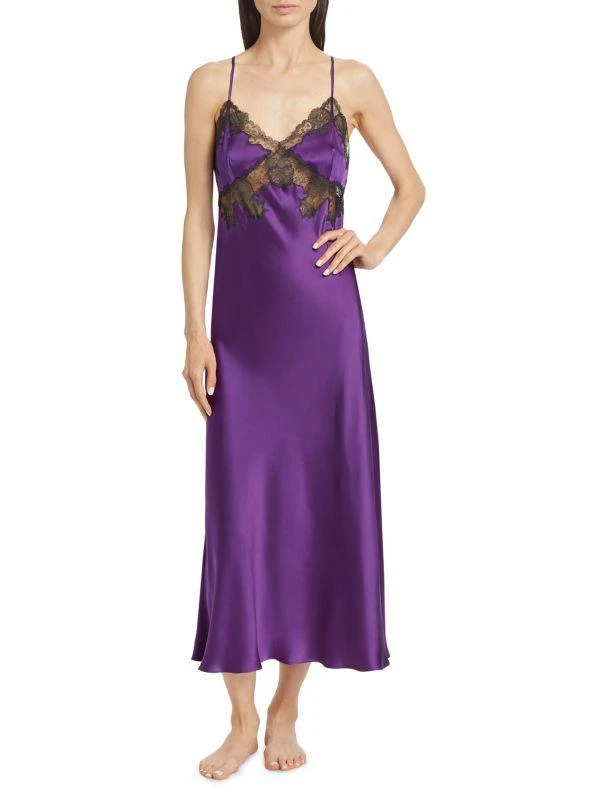 Josie Lolita Silk Lace Midi Slip Dress 1