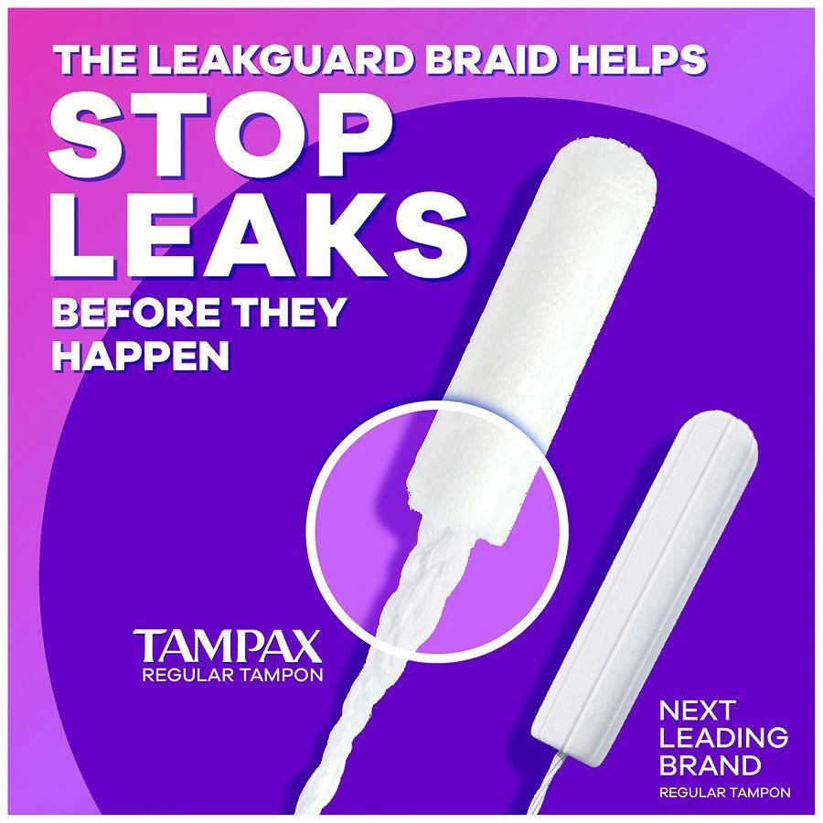 Tampax Radiant Tampons with BPA-Free Plastic Applicator and LeakGuard Braid No scent 5