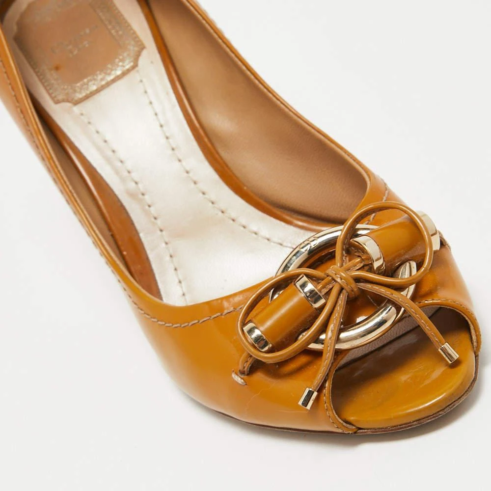 Dior Dior Brown Leather Bow Peep Toe Pumps Size 38.5 8