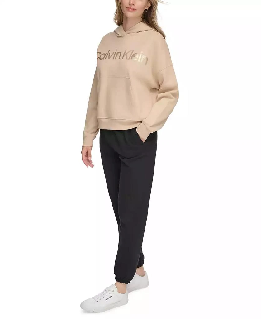 Calvin Klein Women's Metallic-Logo Dropped-Shoulder Hoodie 4