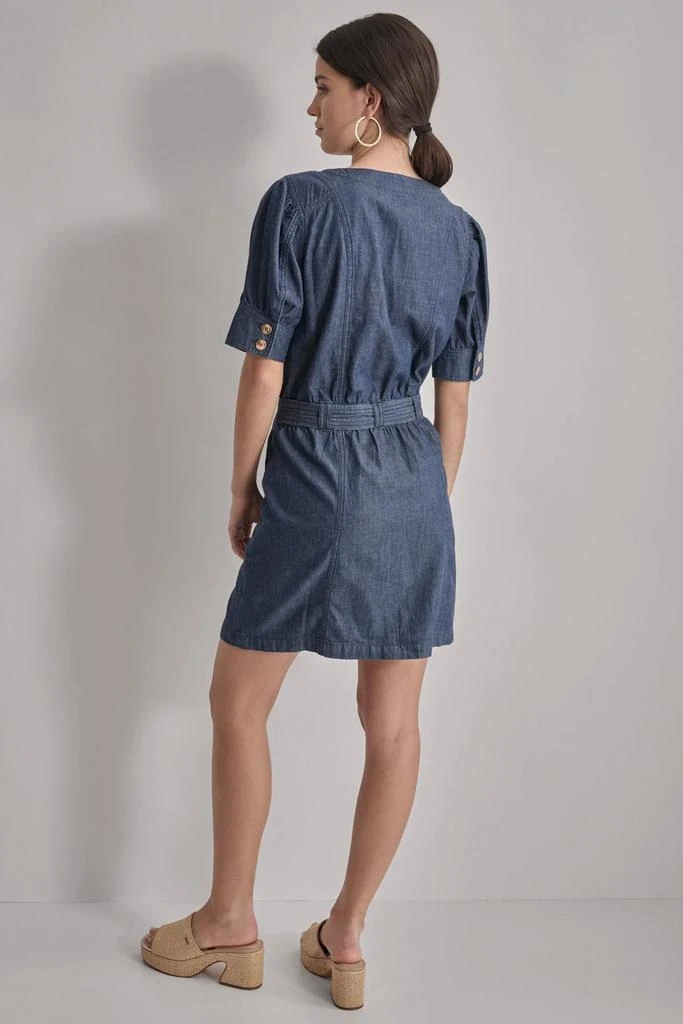 DKNY V-NECK BUTTON FRONT LIGHTWEIGHT DENIM DRESS 5