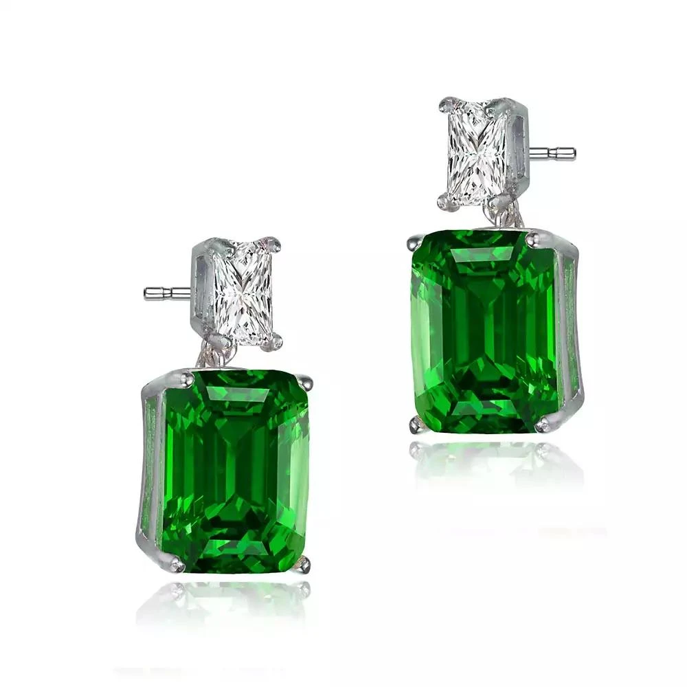 Rachel Glauber Women
s White Gold Plated Colored CZ Drop Earrings 3