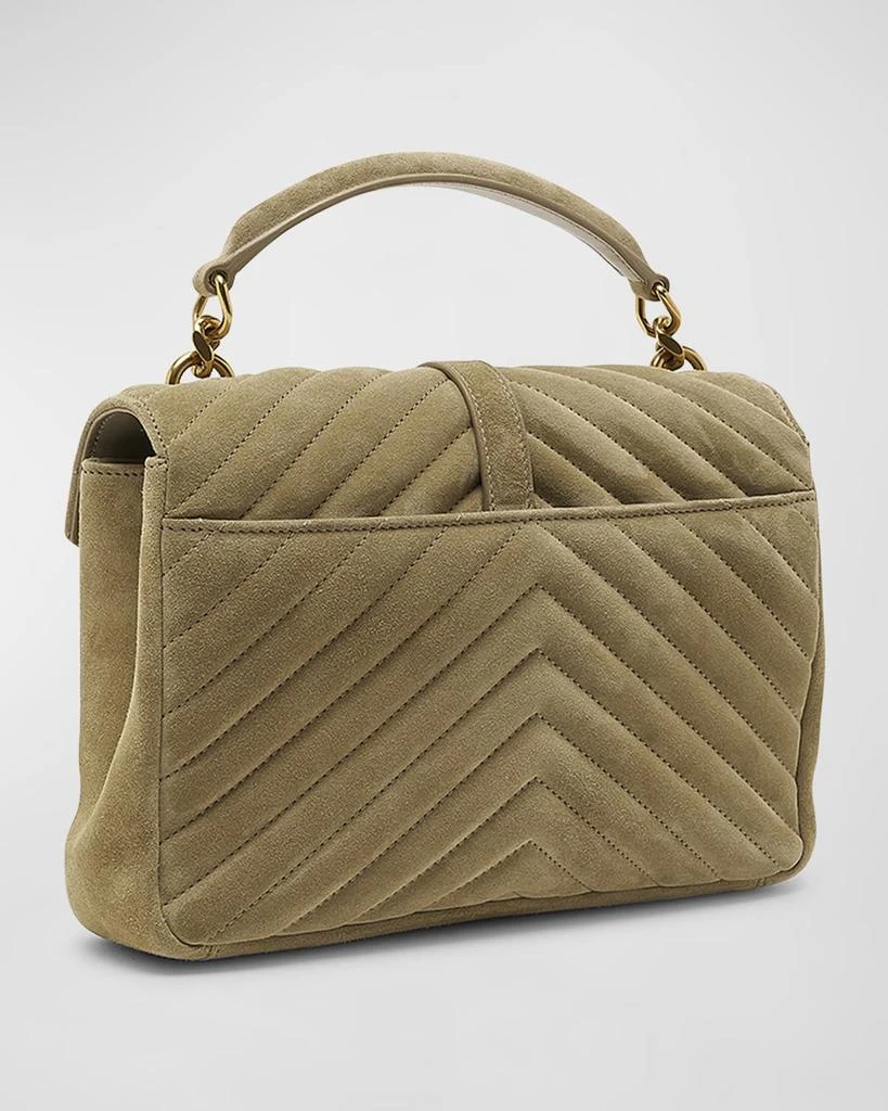 Yves Saint Laurent College Medium Flap YSL Shoulder Bag in Quilted Suede 7