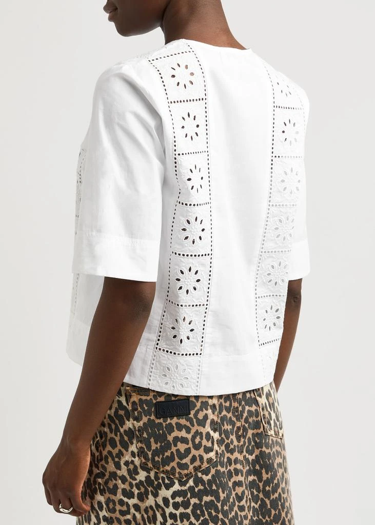 Ganni Broderie anglaise tie-front cotton top 3