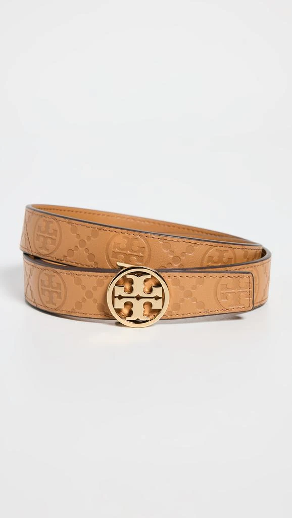 Tory Burch Brown and Gold monogram Belt Tory Burch Monogram Calf Hair Leather Belt | Neiman Marcus main image 2