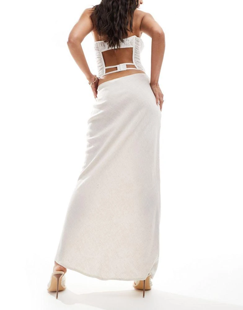 New Look New Look linen maxi skirt in stone 2