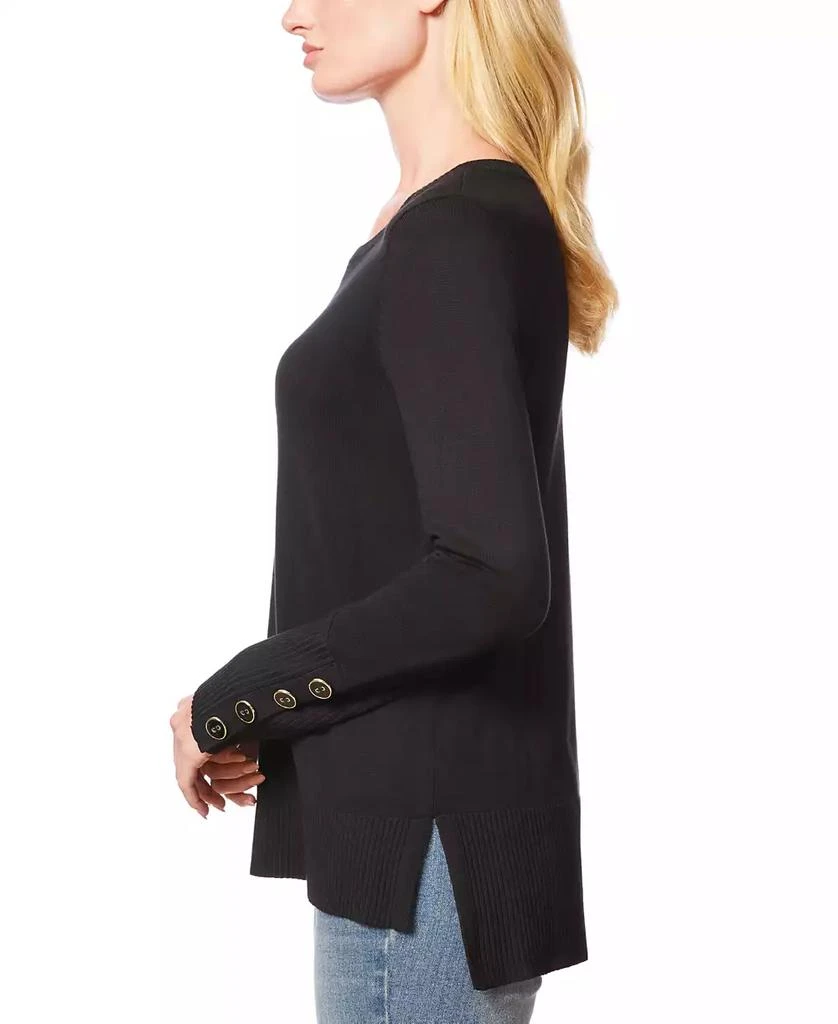 Melissa Paige Women's Fine Gauge Boat-Neck Buttoned-Cuff Sweater 2
