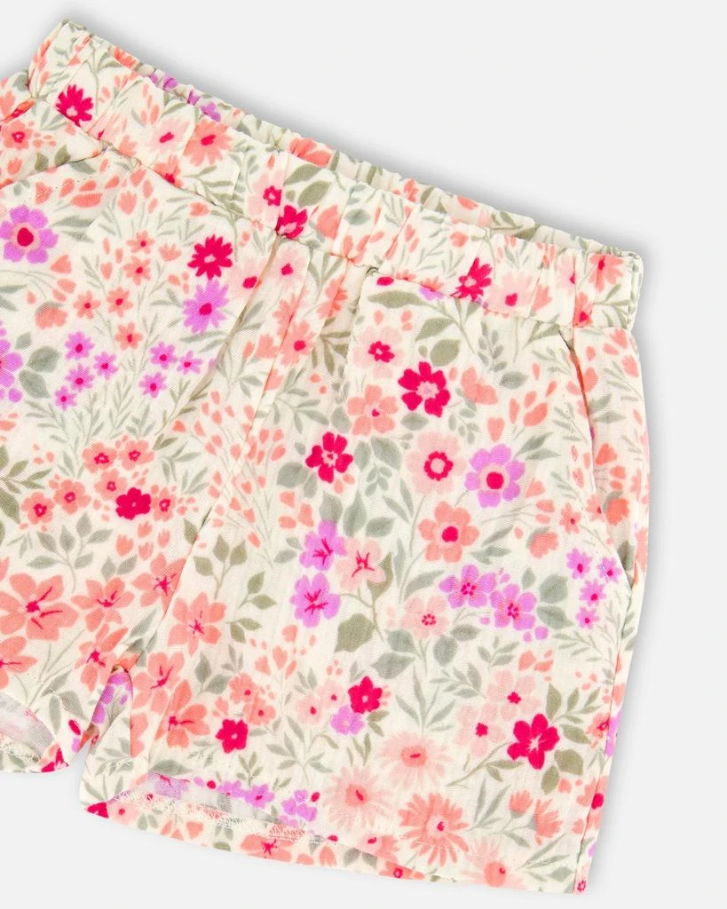 Deux par Deux Tank Top with Smocking and Shorts Set in Muslin Off White Printed Flowers 5