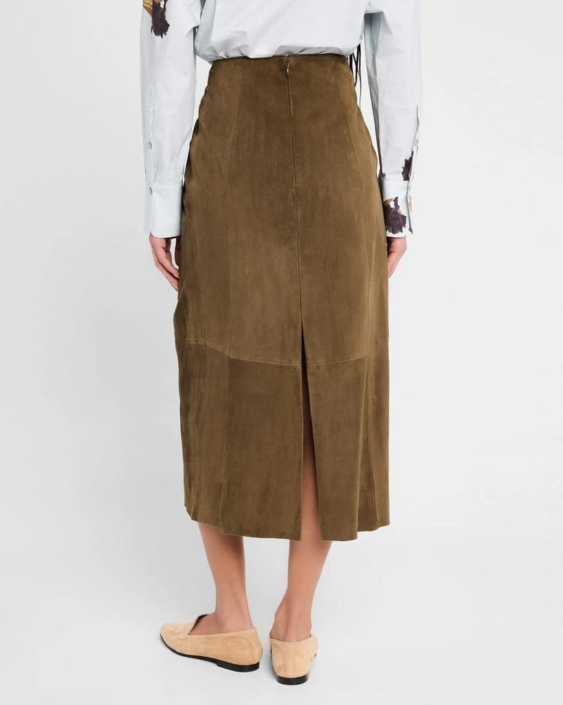 Vince Mid-Rise Suede Midi Skirt 3
