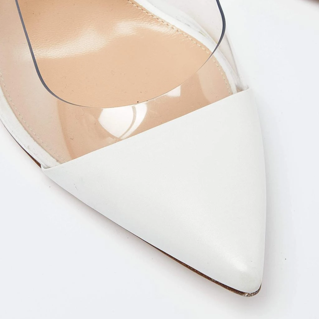 Gianvito Rossi Gianvito Rossi White Leather and PVC Plexi Pointed Toe Pumps Size 38 8