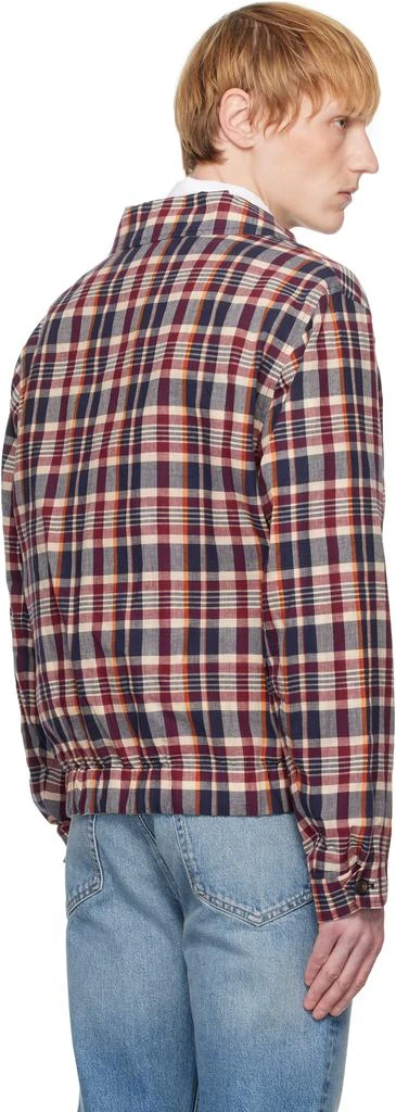 Drake's Red & Navy Waxed Madras Tennis Jacket 3