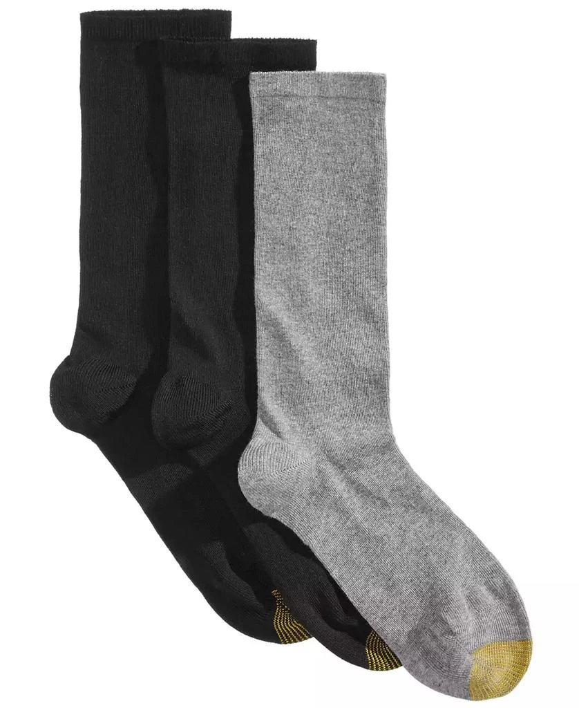 Gold Toe Women's 3-Pack Wellness Non-Binding Flat Knit Crew Socks 1