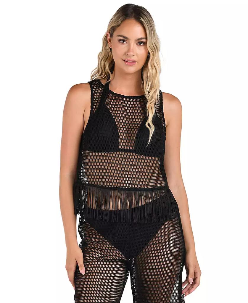 La Blanca Women's Fringe-Trim Sheer Tank Top