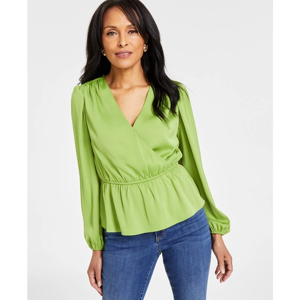 INC International Women's Long-Sleeve Peplum Top, Created for Macy's 1