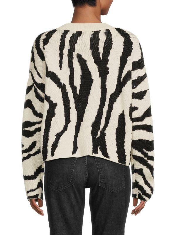 Lea & Viola Zebra Print Crewneck Sweater