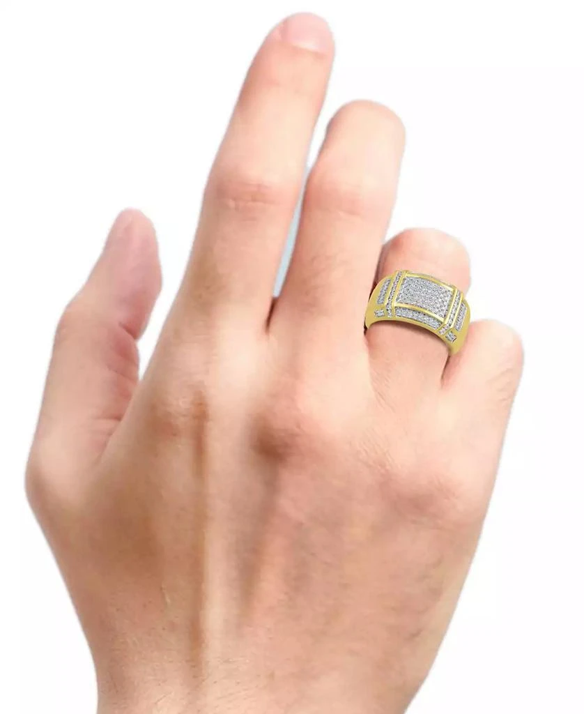 Macy's Men's Diamond Cluster Ring (1/2 ct. t.w.) in 18k Yellow Gold-Plated Sterling Silver (Also in Sterling Silver) 2