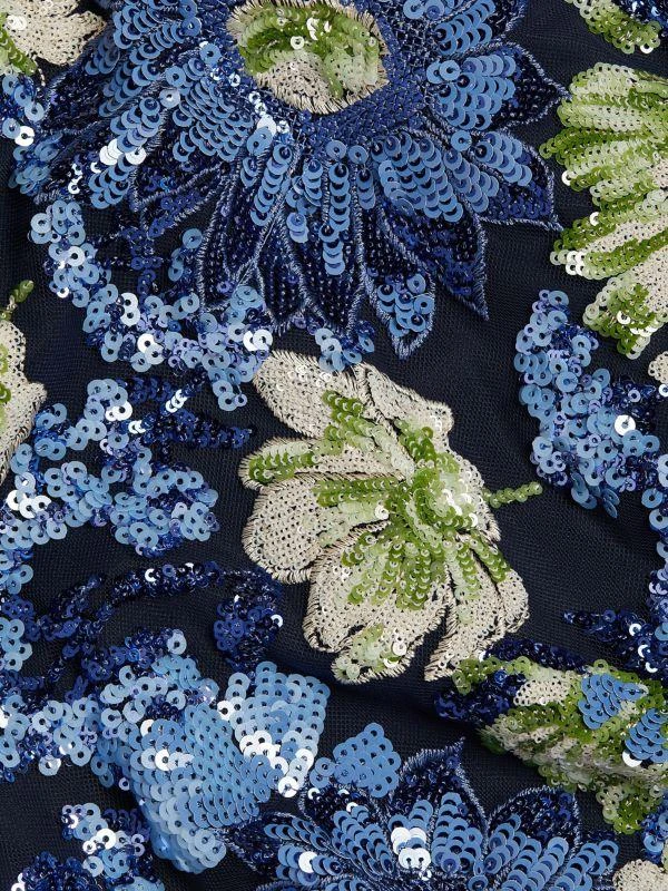 LELA ROSE Embroidered Tulle Column Dress 5