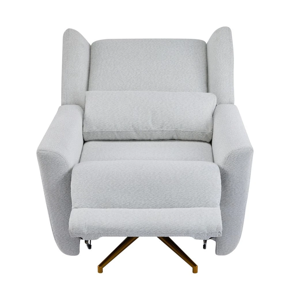Streamdale Furniture Streamdale Power Recliner Chair Swivel, Upholstered 360° Swivel Recliner with gold base-light Gray 3