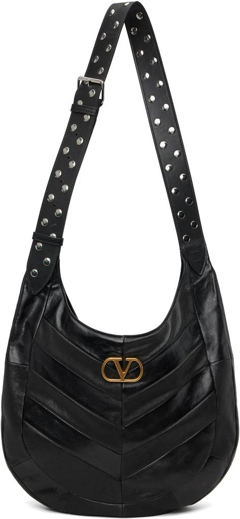 Valentino Black Boho Nappa Leather Chevron Pattern Bag 1