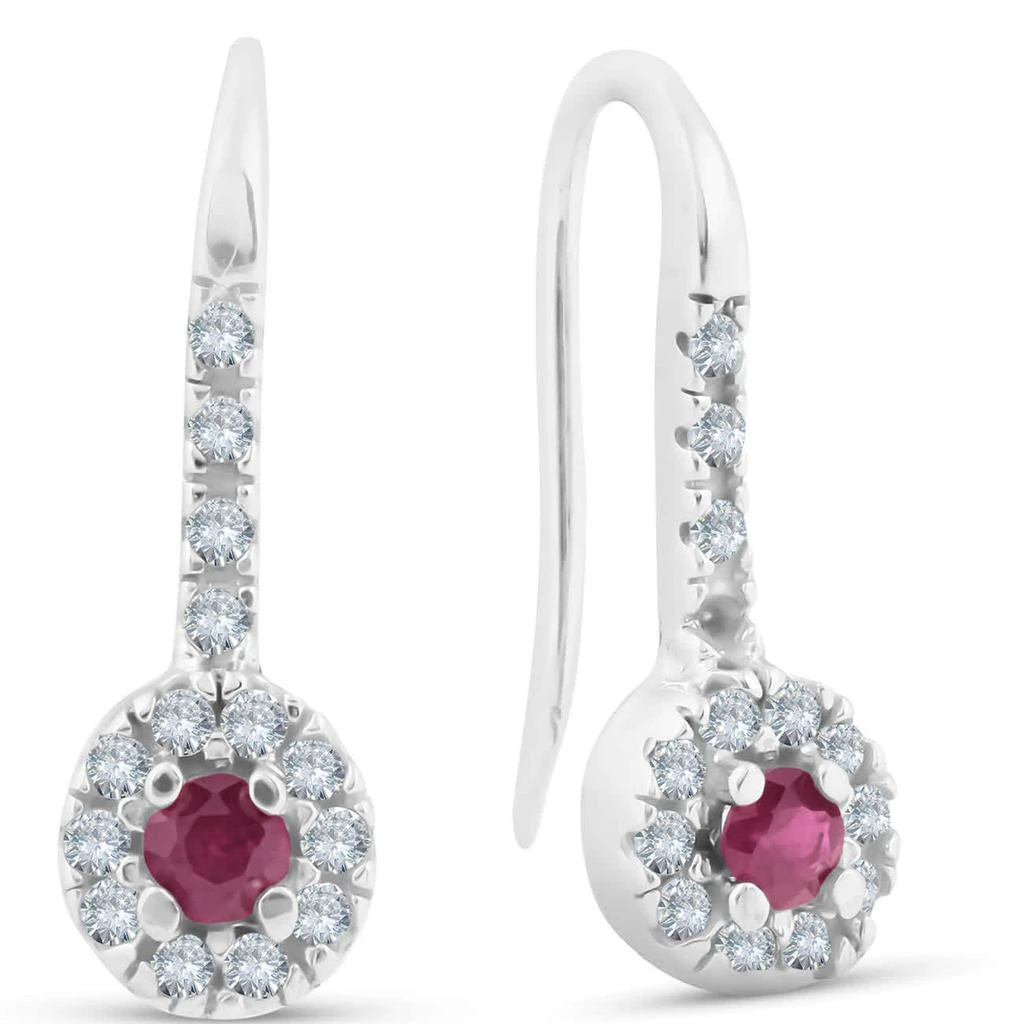 Pompeii3 1/4ct Ruby 
Diamond Drop White Gold Earrings 14K White Gold 2