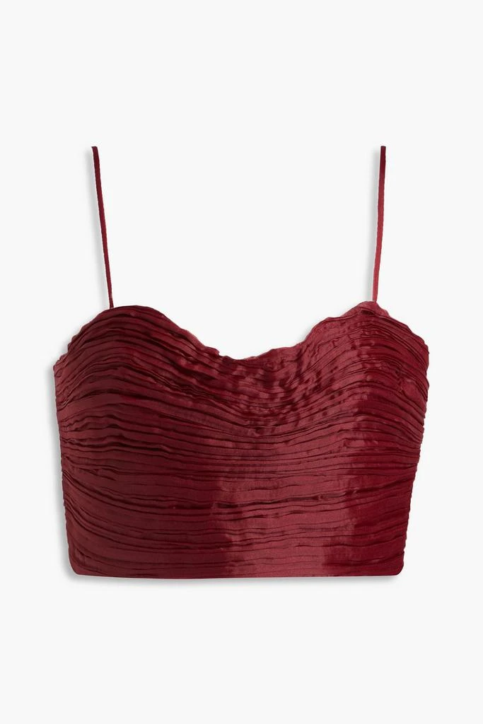 Aje Laurier Wave cropped plissé-organza top 1