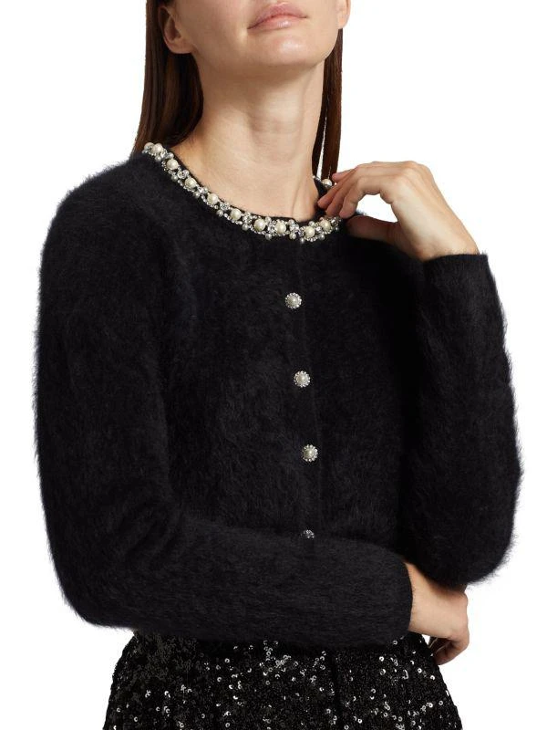 Alice + Olivia Greyson Embellished Cashmere Crop Cardigan 4