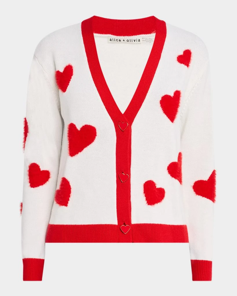 Alice + Olivia Bradley Heart Wool-Blend Cardigan 1