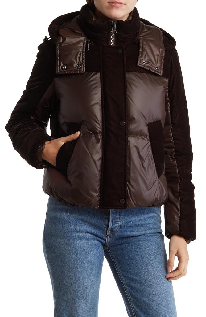 Andrew Marc Hooded Quilted Down Puffer Jacket