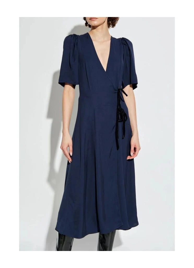 Ganni Viscose Twill Wrap Midi Dress 2